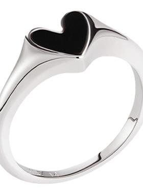 PEARLSTIGE爱神黑玛瑙爱心戒指