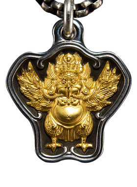 巴赫工作室陨铁古法铁翦金挂坠