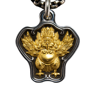 巴赫工作室国家非遗古法铁翦金工艺雕金24K金陨铁大鹏鸟挂坠吊坠