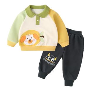 宝宝开春套装女童卫衣春装上衣婴儿两件套男童衣服幼儿外出洋气潮