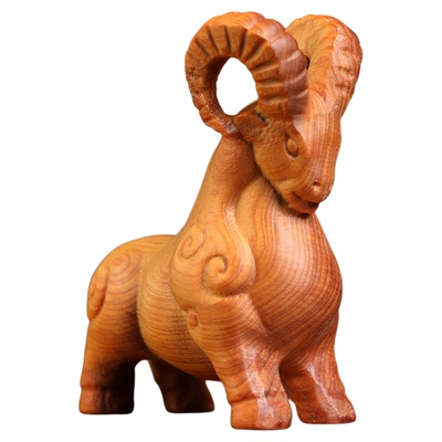 崖柏木桌面摆件山羊开泰摆件