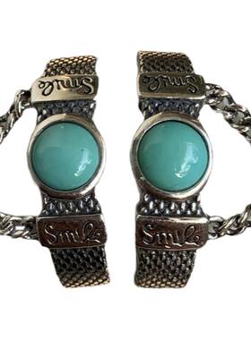 s925纯银天然原矿绿松石链条戒指