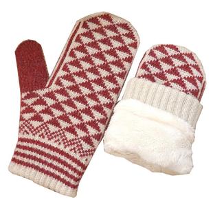 歌诺达冬季新品羊毛针织女ins可爱加绒保暖骑车露指触屏连指手套