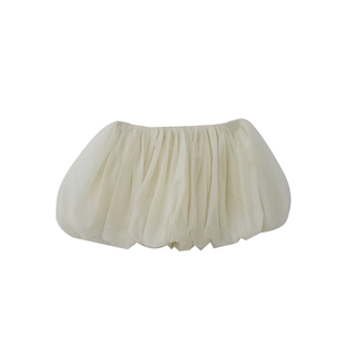 LONSLAN 2025春夏新款 小众设计高腰蓬蓬纱质花苞娃娃短裙显腿长