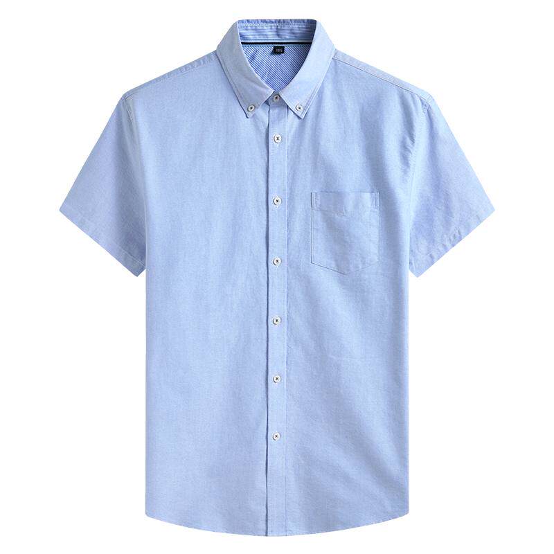 夏装薄款加肥加大码男士纯棉短袖衬衫肥佬胖子大号牛津纺半袖衬衣