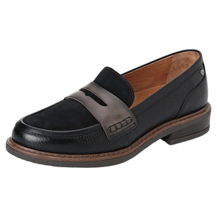 Pikolinos派高雁秋季牛皮圆头粗跟乐福鞋女鞋PL257916