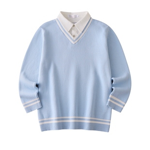 毛衣男冬季2025新款假两衬衫领件针织衫长袖保暖男装上衣服男款潮