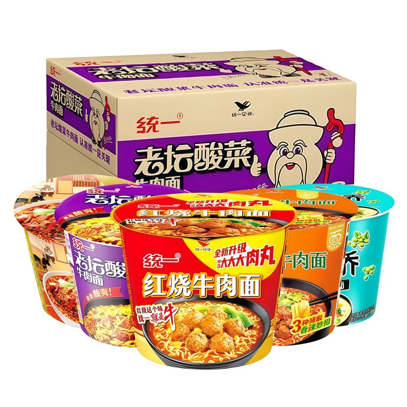 统一红烧牛肉面混合味12桶方便面