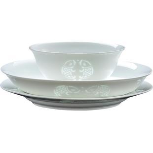 古镇陶瓷景德镇白玲珑餐具碗碟套装礼盒 中式碗碟盘勺白瓷套组