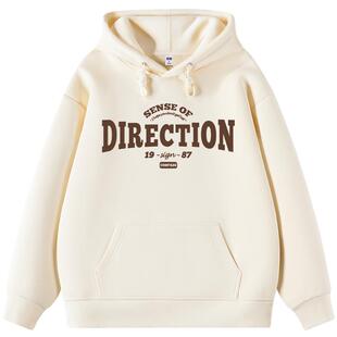 拉夏贝尔卫衣女款2026新款爆款春秋款小个子连帽外套秋冬米色上衣