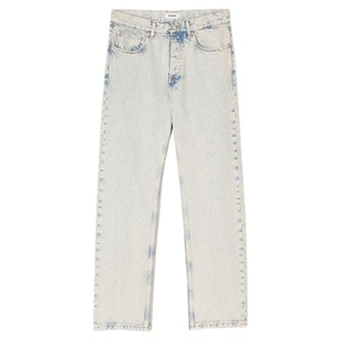 季末6折SANDRO2025秋冬男装通勤复古纯棉蓝色做旧水洗直筒牛仔裤