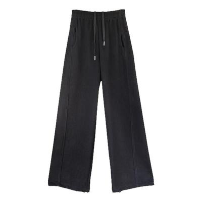 花灰色阔腿卫裤女加绒加厚运动裤