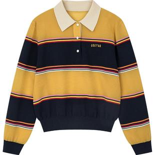 UOOYAA/乌丫2025春季新款「New Vintage」条纹POLO套头毛衫