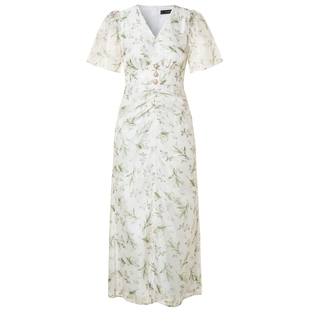 【奥莱】MAXRIENY欧式园艺风铃兰花印花裙子秋季抽褶连衣裙