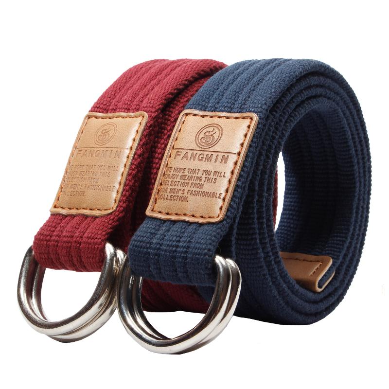 白色夏季帆布腰带女双环扣简约韩国简约牌韩版学生皮带男青年帆布