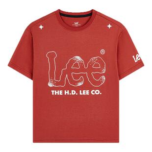 Lee kids儿童夏季t恤男女童中大童短袖圆领柔软透气休闲简约上衣