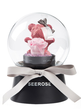 SEEROSE音乐盒永生花玫瑰花熊