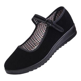 春夏季新款老北京布鞋女款舒适工作鞋黑色平底软底耐磨防滑上班鞋