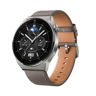 适用华为GT3Pro表带gt3系列原装真皮月雾灰色智能watchgt3pro男款非原厂配件通用watch3/4pro手表带46mm22mm