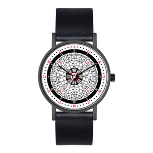 十二时辰八门九星二十四节气真皮防水石英手表男女