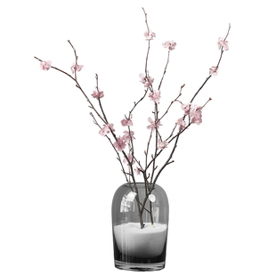 桃花树枝假桃花枝桃花装饰桃花干花花束家居摆设带花瓶仿真花套装