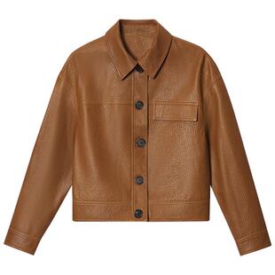 【机车单皮】PSALTER诗篇时尚落肩袖短款绵羊皮机车夹克皮衣外套