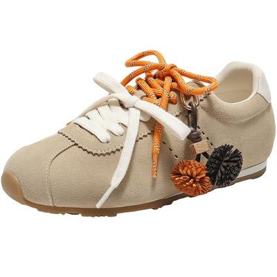 百丽薄底双鞋带阿甘芭蕾德训鞋女2025新款休闲运动鞋子E2M1DCM5