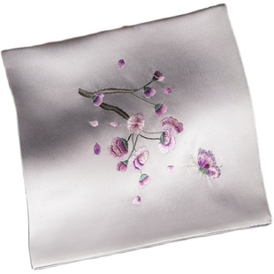 真丝手帕手工苏绣手绢古风桑蚕丝传统苏州特产女士手巾刺绣海棠