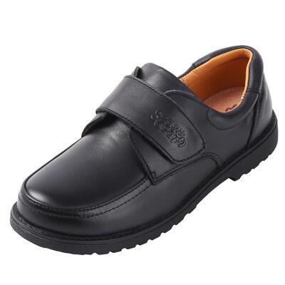 四季熊儿童皮鞋黑色真皮