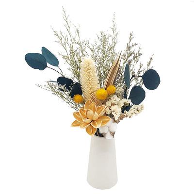 客厅天然干花束向日葵永生尤加利