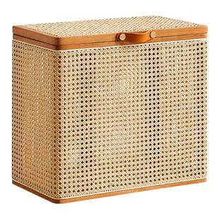 实木藤编收纳箱创意收纳凳储物凳北欧民宿侘寂风家具迷你储物箱子