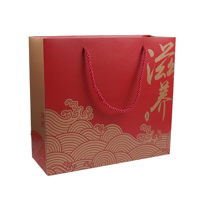 红色滋养手提袋鱼胶海参滋补品礼袋木纹纸袋名贵礼品燕窝手拎通用