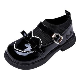 barbie芭比童鞋女童皮鞋春秋2025新款黑色小皮鞋女童公主鞋演出鞋