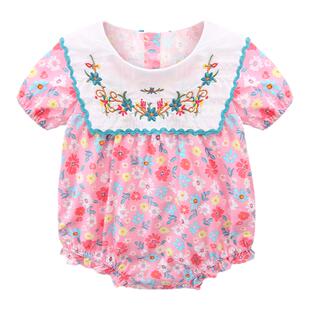 0-3-5-6-12个月新出初生婴幼儿女宝宝A类短袖纯棉碎花衣服长袖T恤