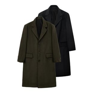 INTENT年度大衣重磅60%顺绒澳洲羊毛冬季长款加厚垫肩枪驳领外套