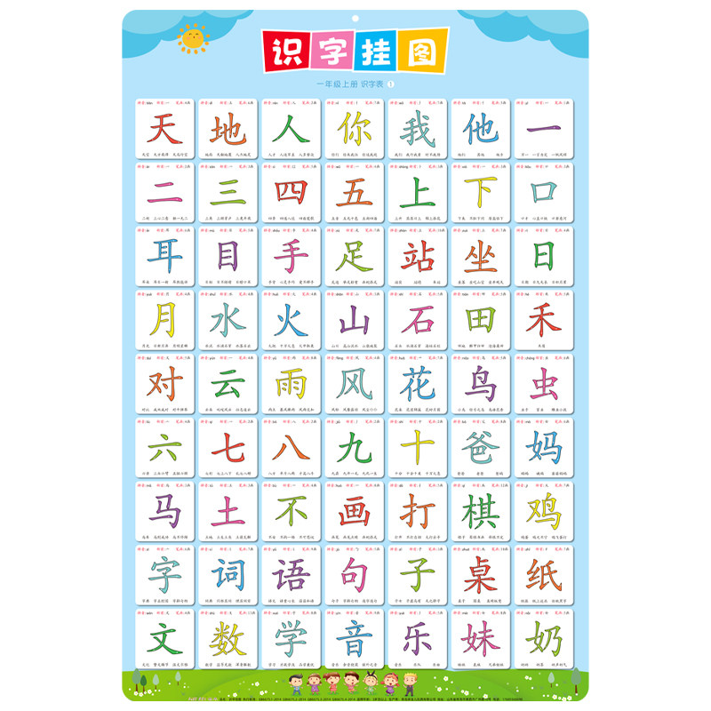 识字挂图认字书儿童幼儿园大班汉字一年级墙贴幼小衔接上册下册
