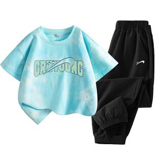 贵人鸟童装儿童套装男童2026新款纯棉短袖t恤大童夏季速干运动裤