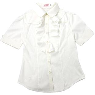 衬衫女士雪纺短袖荷叶边2024夏季新薄款宽松韩版气质大码修身上衣