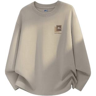 回力男t恤长袖春装复古潮流学生衣服时尚透气纯棉男士内搭打底衫C