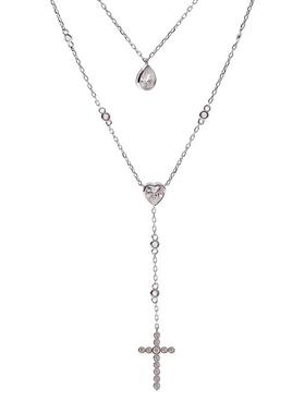 闪亮双层长款生日礼物十字架吊坠