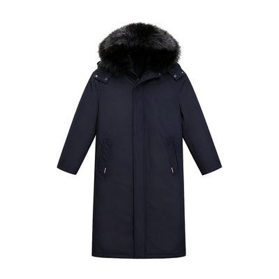 大码可脱卸中老年羽绒服男长款