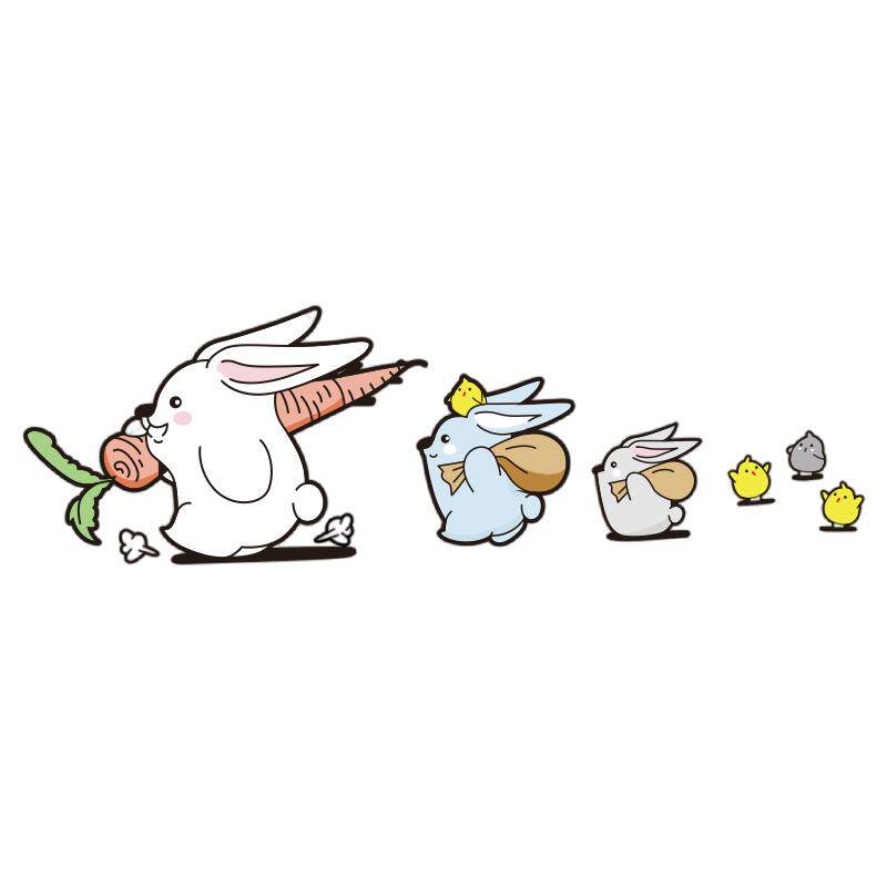 小兔子汽车贴纸电动车防水