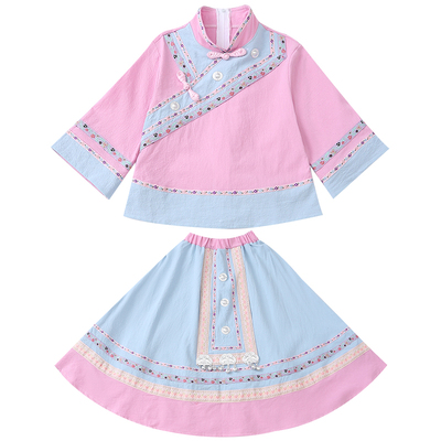 广西三月三壮族服装儿童男女童民族风演出服传统服饰舞台表演套装