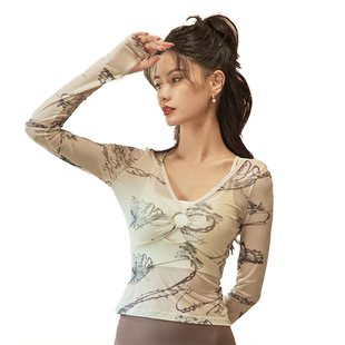 卡益瑜伽服女秋冬上衣专业高端性感长袖健身衣女宽松健身运动罩衫