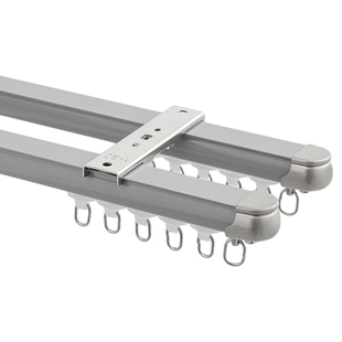 纯静音式空气滑轨窗帘直轨铝合金双轨单轨道罗马杆窗帘杆侧装顶装