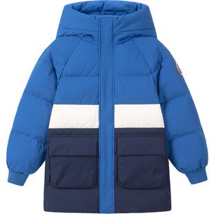 水孩儿童装女童羽绒服冬季女孩连帽鸭绒中长款羽绒衣收腰纯色外套