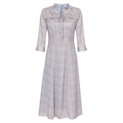 马天奴印花雪纺收腰连衣裙