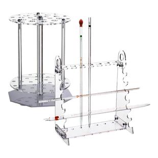 罗本德实验室有机玻璃移液管架24/48/60/10/20孔圆盘立式可转动梯形多功能试管架刻度吸管架双面胖度滴定管架