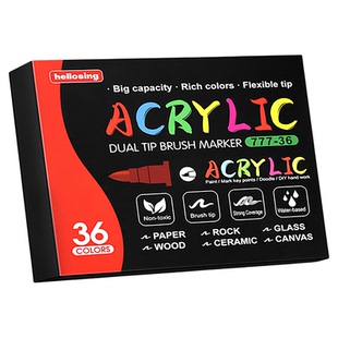 丙烯马克笔 新款棉芯式双头笔36色单支马克笔户外丙烯颜料水彩