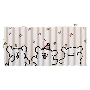 可爱线条小狗柜子遮挡帘布帘橱柜碗柜遮挡杂物防尘帘免打孔滑轨